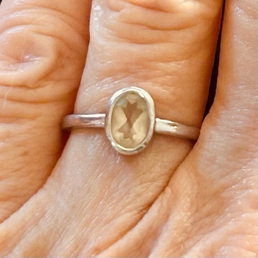 Sterling Silver Selenite Ring Size 6
